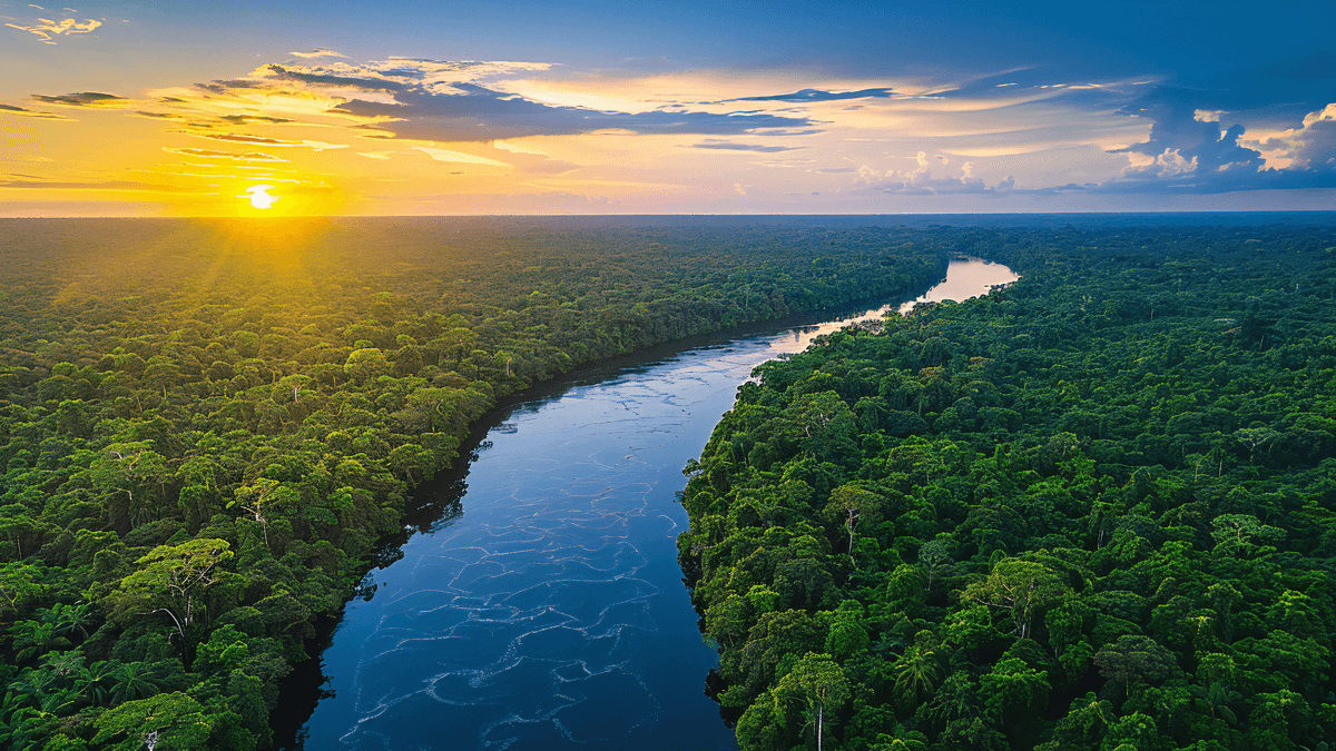 Floresta e rio amazônico, eixo Infraestrutura Sustentável